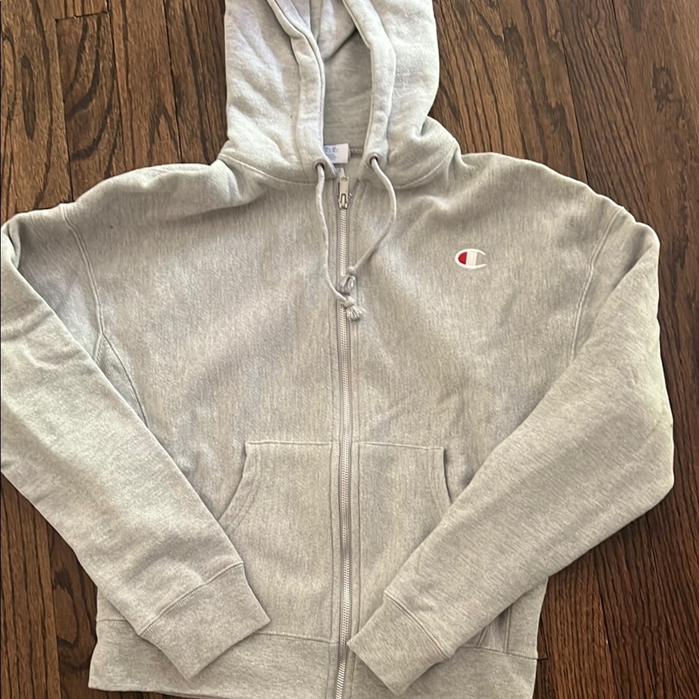 Champion Light Gray Hoodie with Logo